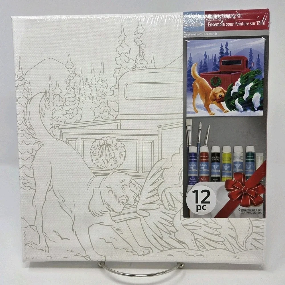 Artist Loft Canvas Painting Kit 12 Pc Puppy Christmas Tree Truck‎ 11